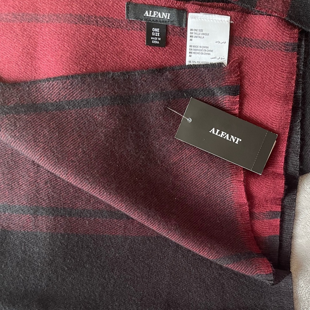 Alfani Red and Black Plaid Scarf - Picture 3 of 3